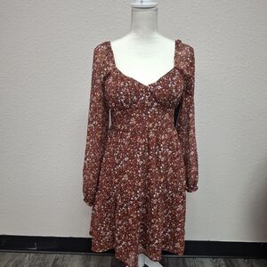 NWT - Derek Heart Rust Floral Long Sleeve Dress